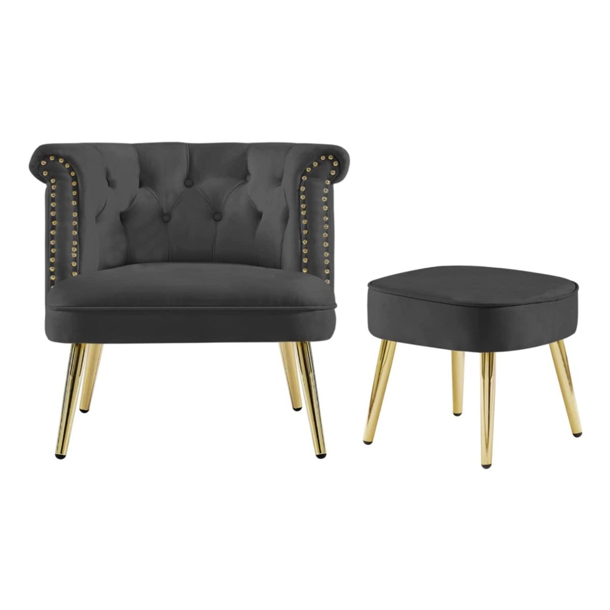 CENTRAL DECCO - BUTACA Y BANQUETA AZIEL GRIS OSCURO