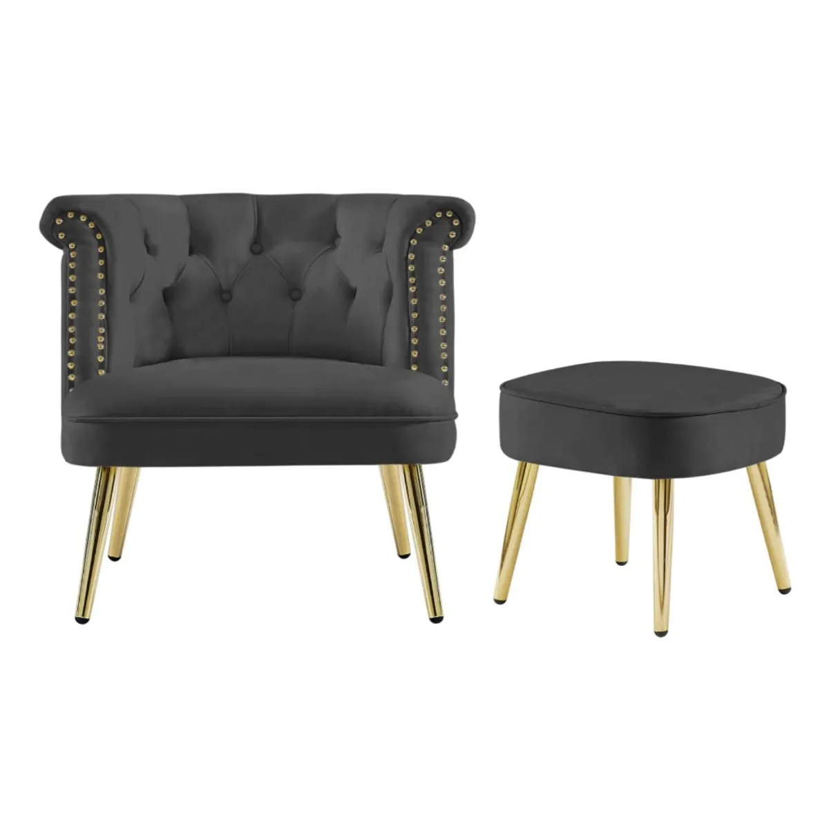 CENTRAL DECCO - BUTACA Y BANQUETA AZIEL GRIS OSCURO