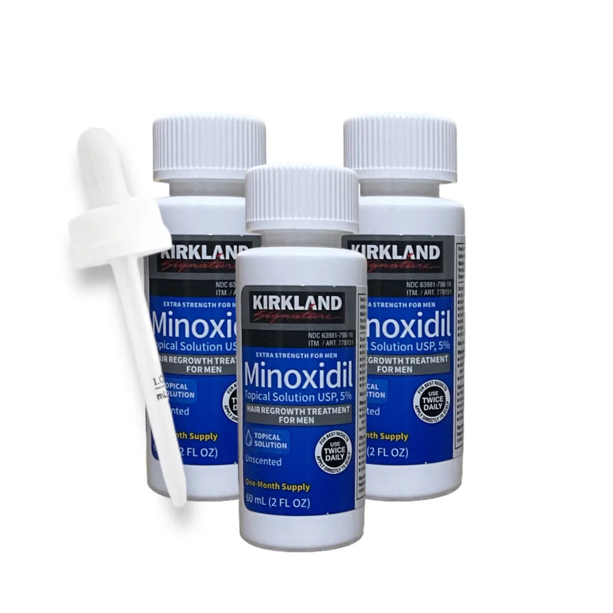 KIRKLAND - 3 Minoxidil Kirkland 5% 3X60Ml Anticaída + Gotero