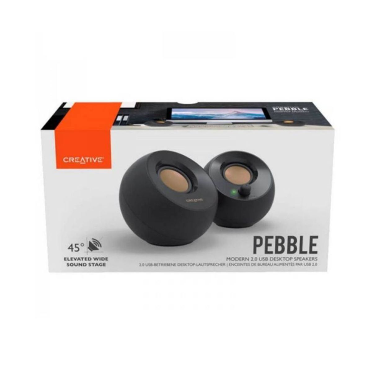 CREATIVE - PARLANTE CREATIVE PEBBLE 2.0 4.4W 3.5MM USB-POWER NEGRO
