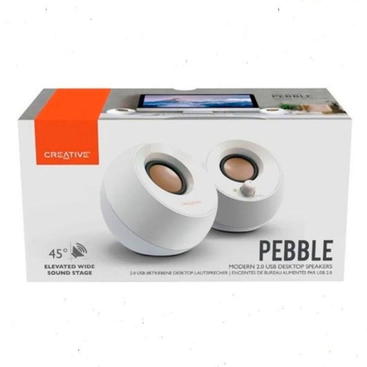 CREATIVE - PARLANTE CREATIVE PEBBLE 2.0 4.4W 3.5MM USB-POWER BLANCO