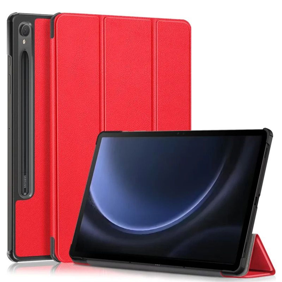 GENERICO - Funda Bookcover para Tablet Samsung Tab S9 FE 10.9 SM-X510-X516 Rojo