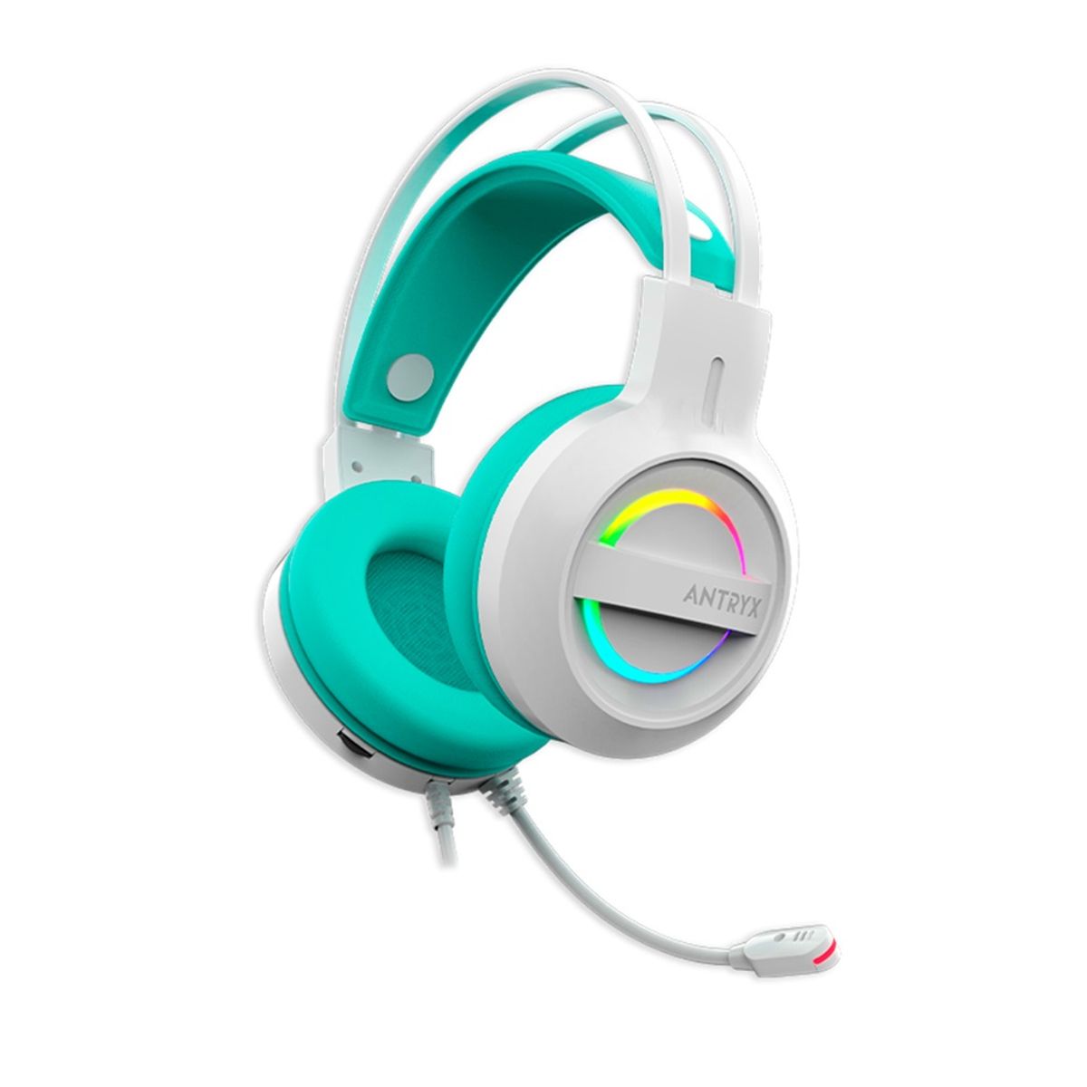 ANTRYX - AURICULAR ANTRYX IRIS-W TURQUESA, 7.1 VIRTUAL SURROUND, USB, RAINBOW