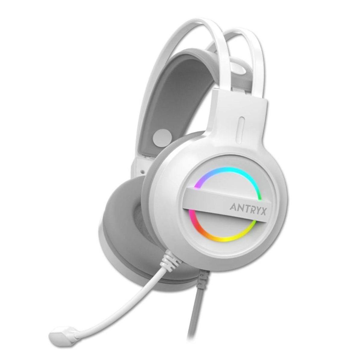 ANTRYX - AURICULAR ANTRYX IRIS-W GRIS, 7.1 VIRTUAL SURROUND, USB, RAINBOW