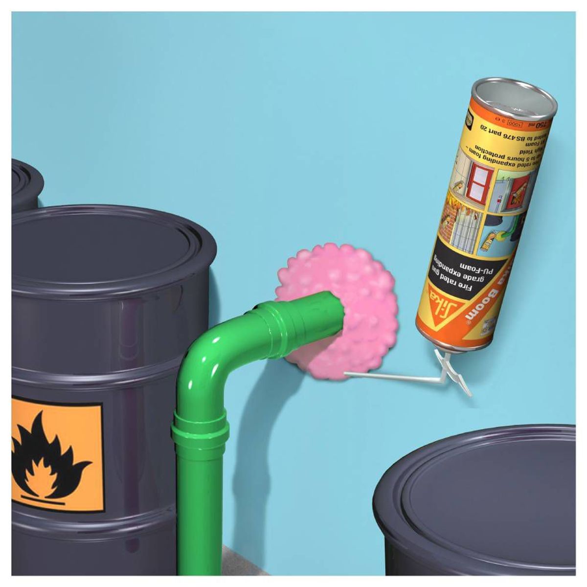 SIKA - Espuma de Relleno Resistente al fuego Sika Boom fire 420 rosado 750ml