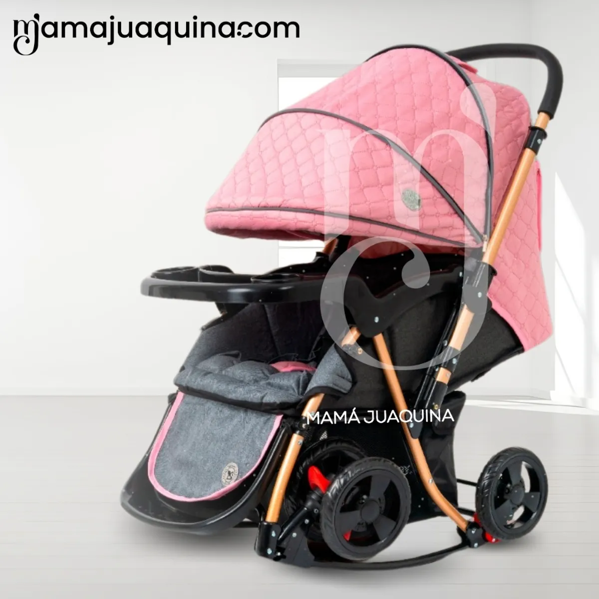 BABY HAPPY - Coche Cuna Mecedora de Lujo «GRAND ROYCE» Pink