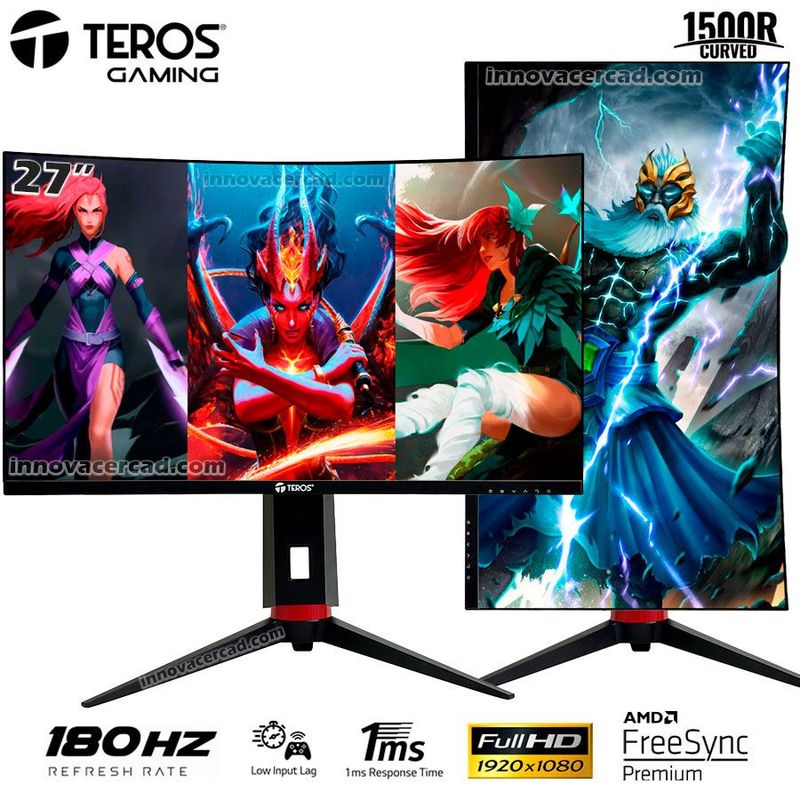 TEROS - Monitor Teros TE-2766G 27 Curvo Full HD 180Hz 1MS Pivot FreeSync