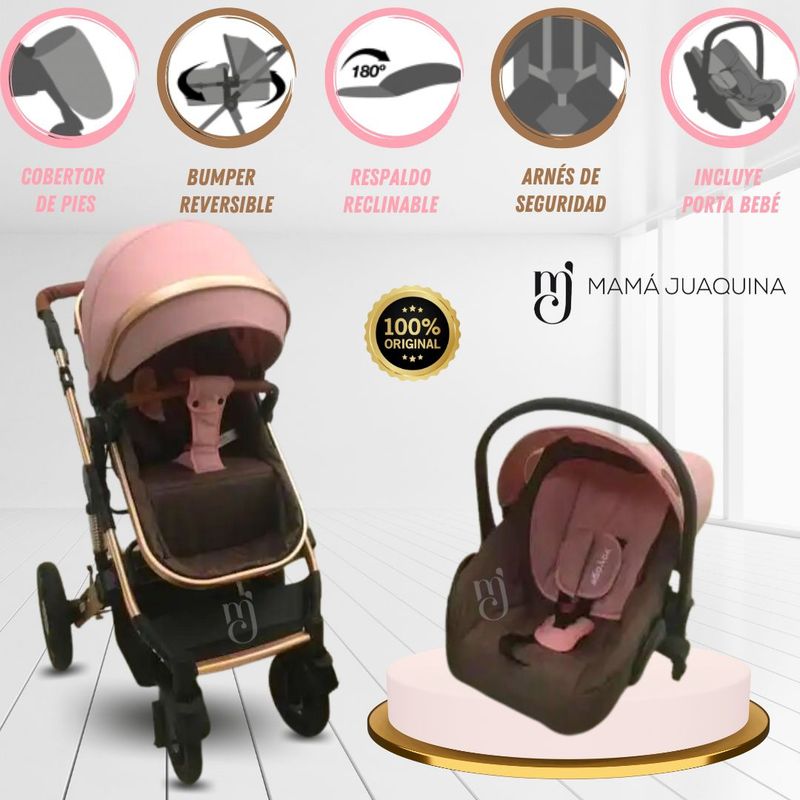 VOYAGE - Coche Moisés Travel System «EROS ROYAL» con Porta bebé Pink