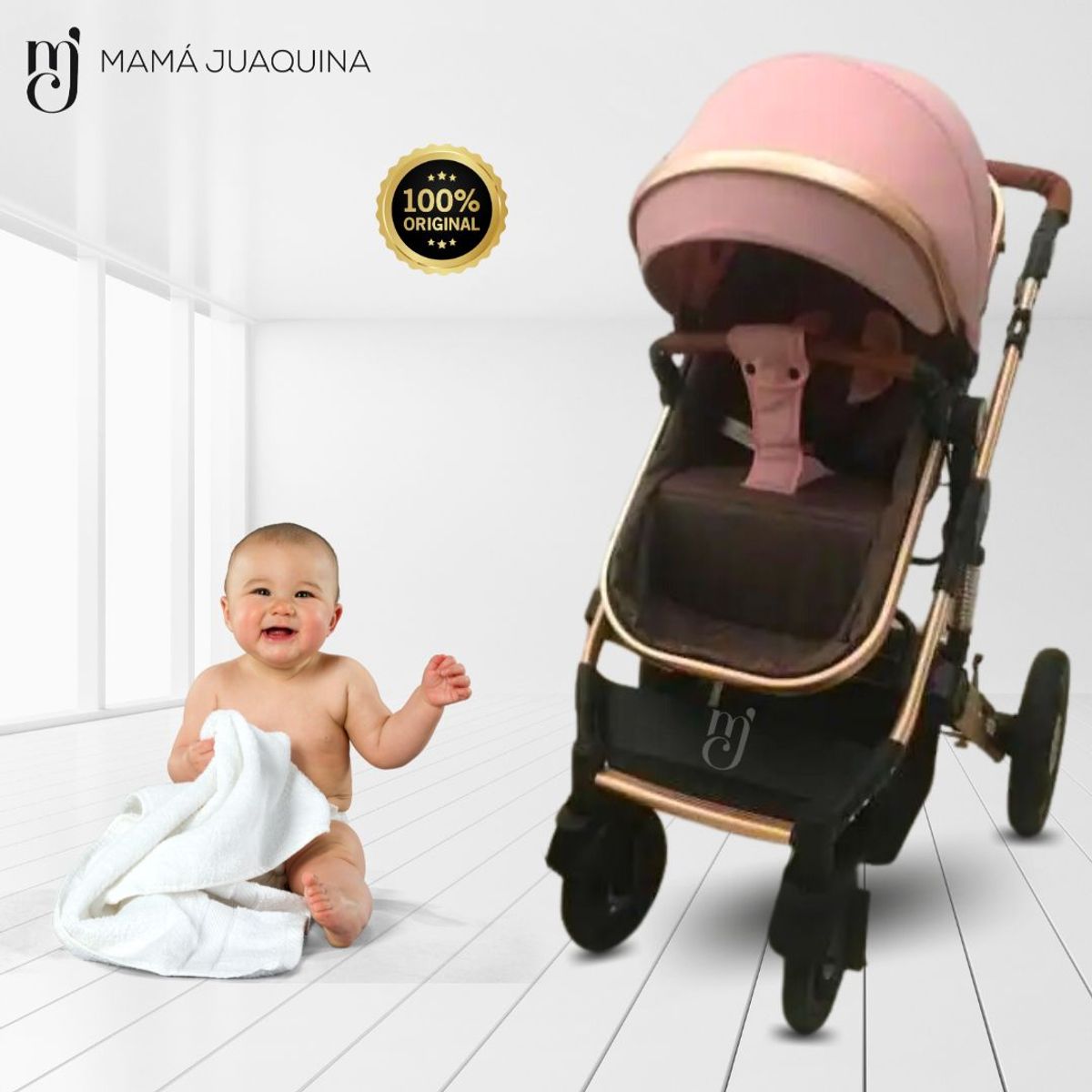 VOYAGE - Coche Moisés Travel System «EROS ROYAL» con Porta bebé Pink