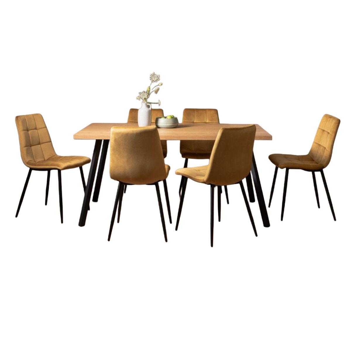 CENTRAL DECCO - COMEDOR 6 SILLAS BRAULT AMARILLO