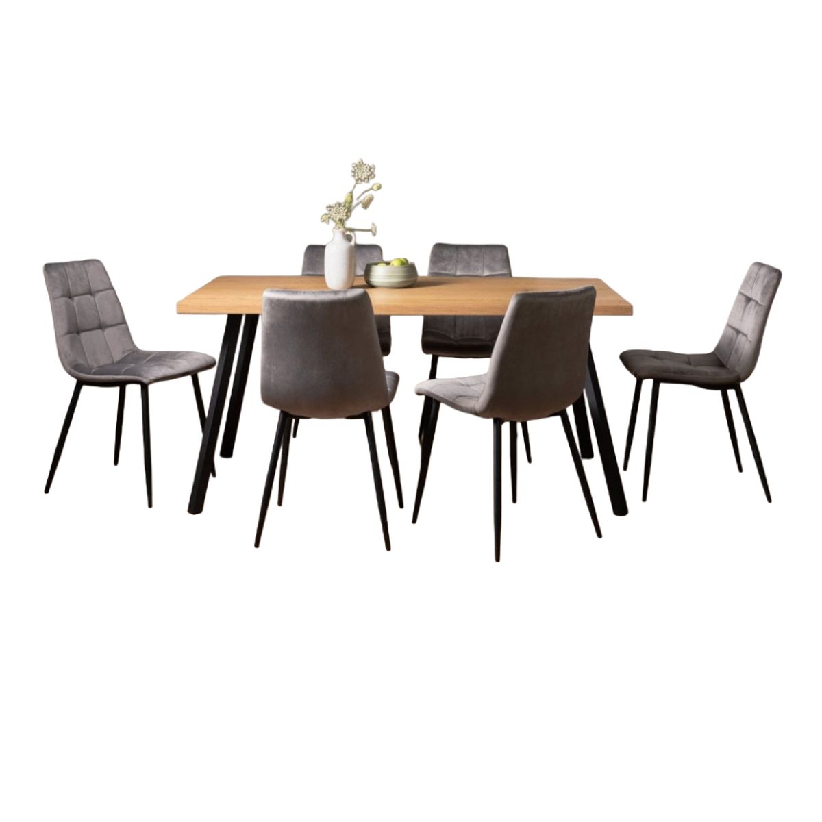 CENTRAL DECCO - COMEDOR 6 SILLAS BRAULT GRIS CLARO