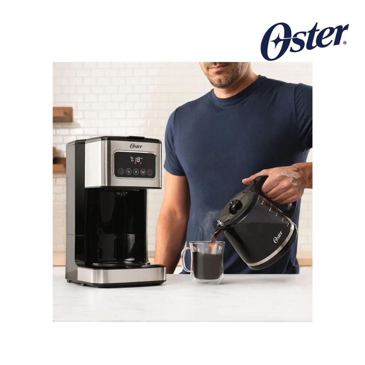 OSTER - Cafetera Programable de 12 Tazas con Pantalla Táctil Oster® BVSTDC4403