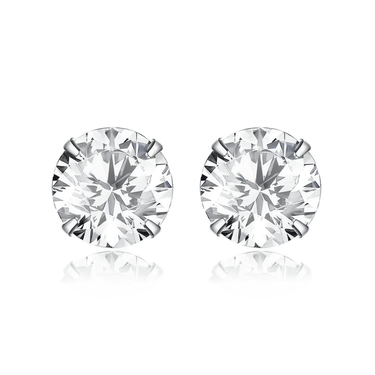 GENERICO - Aretes Pendientes Hombre Joya Plata 950 Zircón Blanco - 5mm