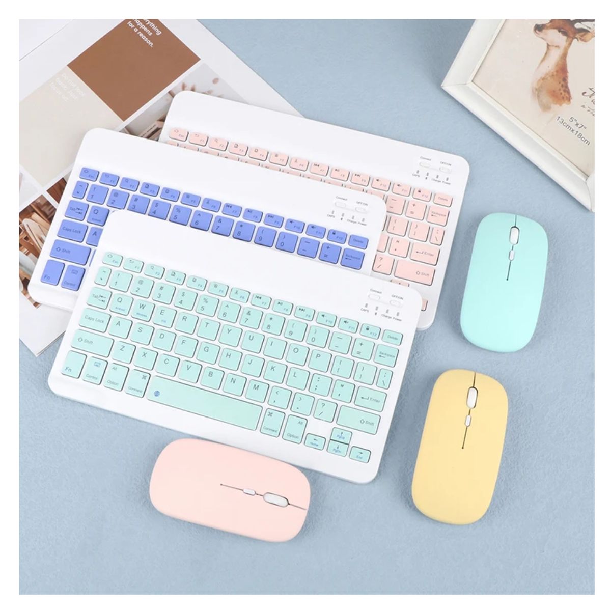 GENERICO - Teclado inalámbrico Bluetooth con Mouse - Rosa - M