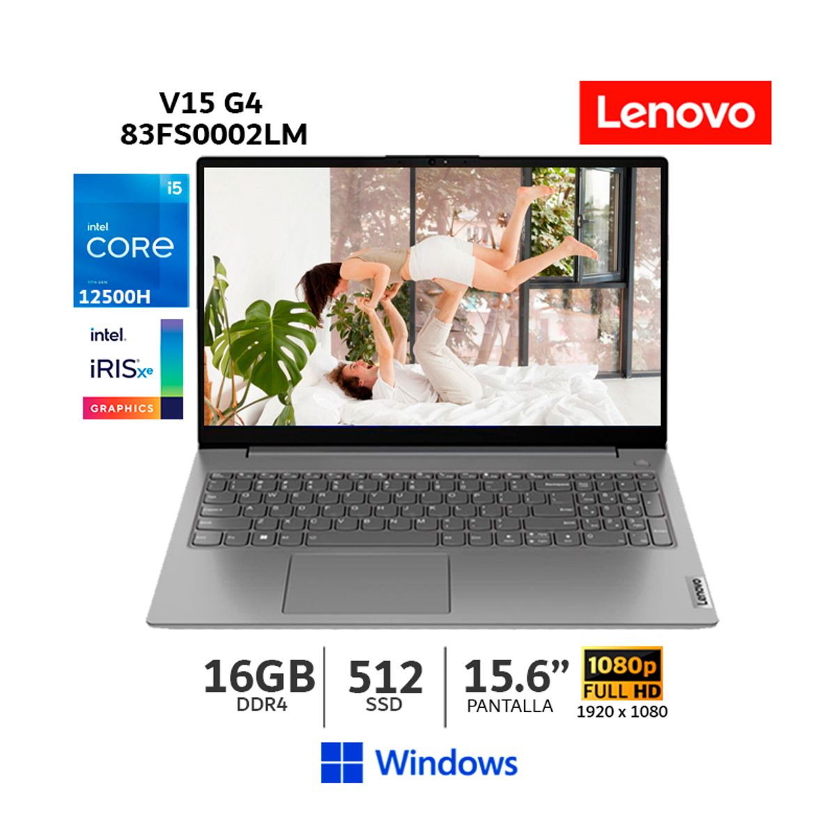 LENOVO - Laptop Lenovo V15 G4 IAH Core i5-12500H 16Gb Ram  512Gb SSD 156”  Wind 83FS0003LM.