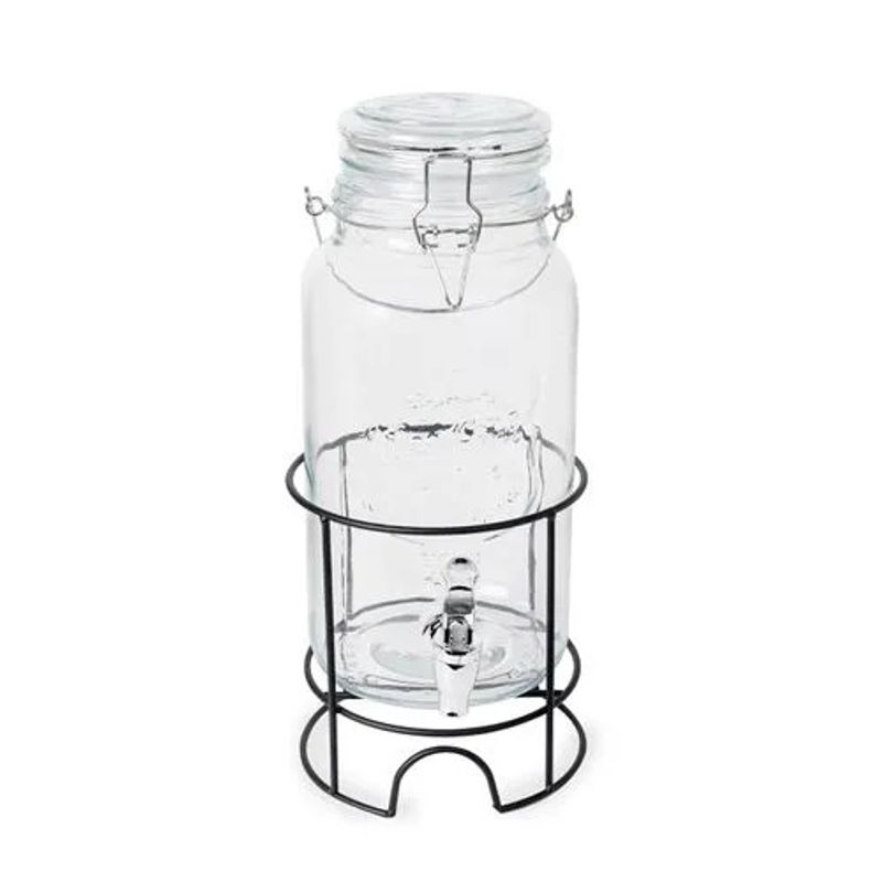 ICHIMATSU - Dispensador De Vidrio 3.8 L T/ Hermet. Con Rack Base Tapa Transp.