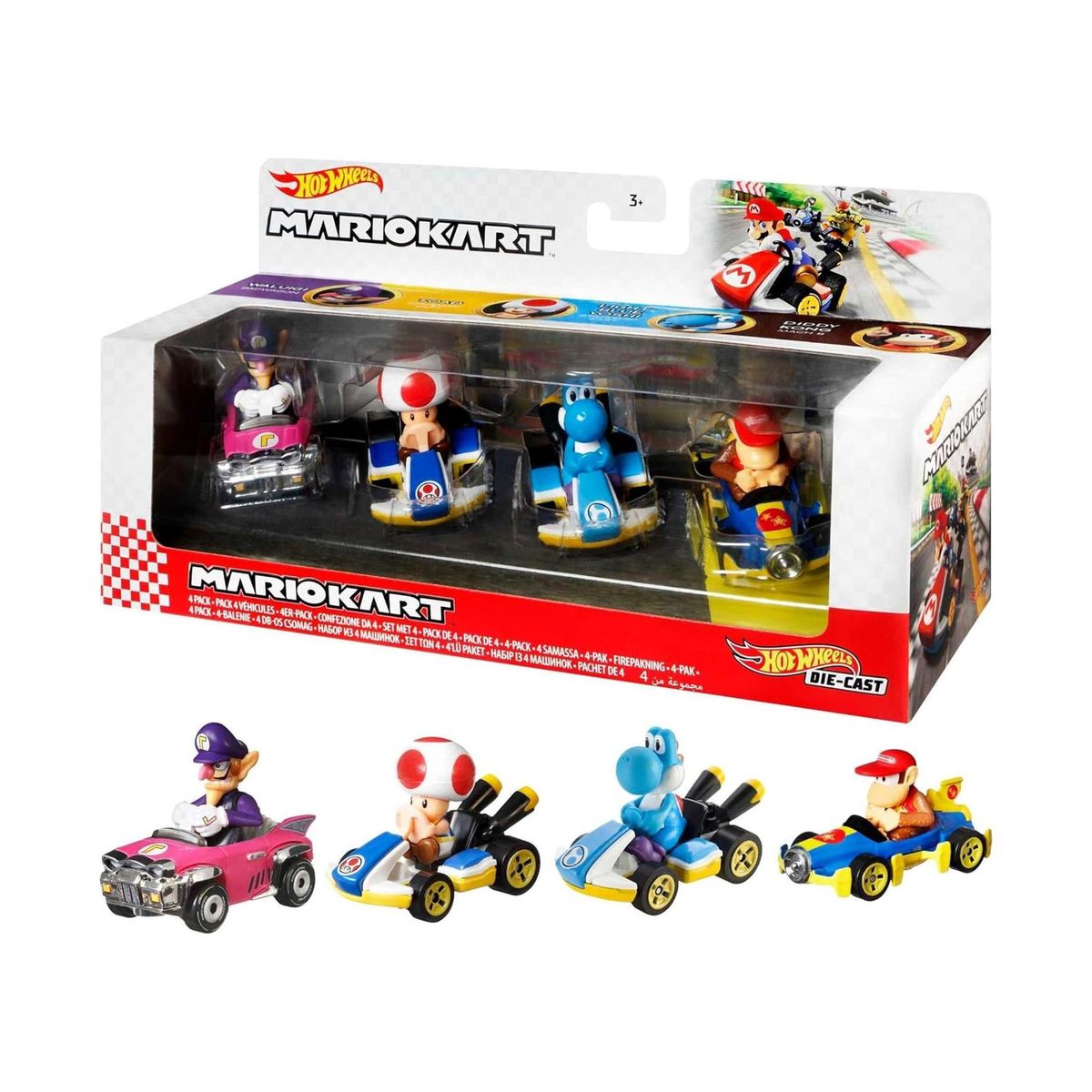 HOT WHEELS - HOT WHEELS MARIO KART PACK 4 VEHICULOS MODELO D