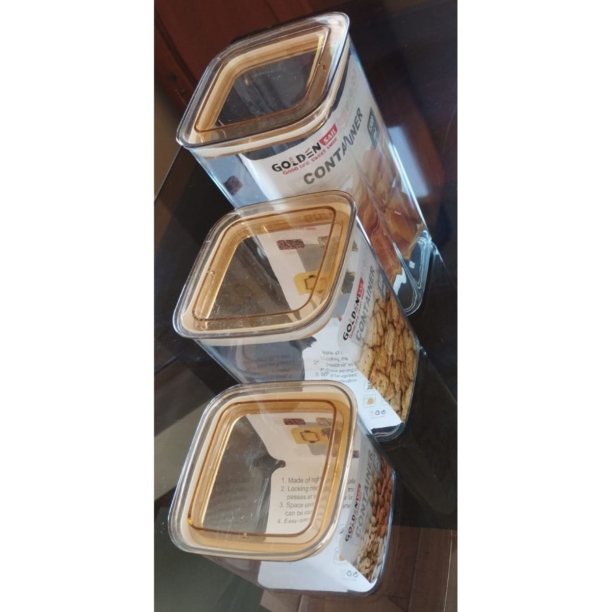 IMPORTADO MC - Set Contenedores de Acrílico X 3 Color Ambar