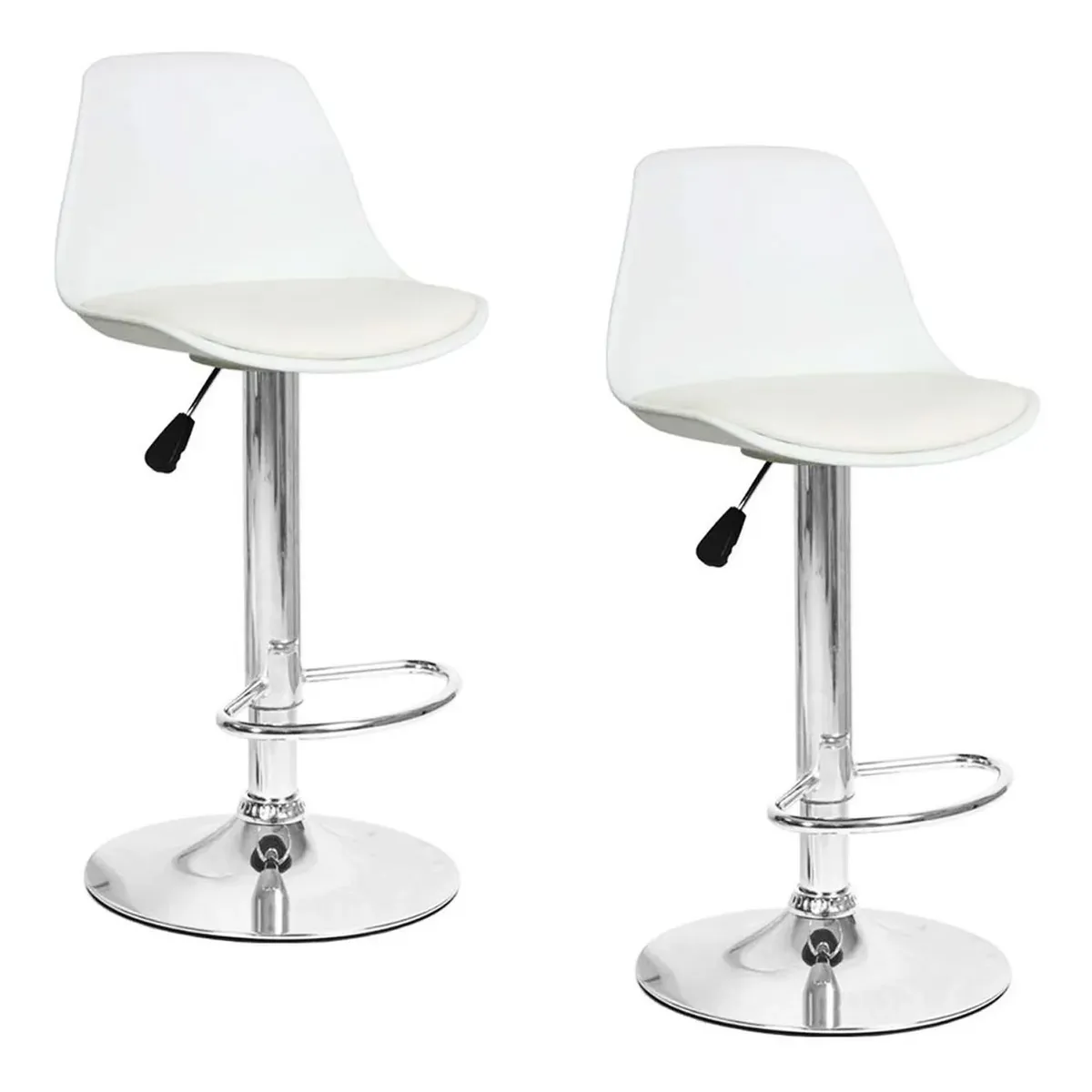 NOVAHUS - Set x 2 Bancos Altos de Bar Orlando Oslo Blanco