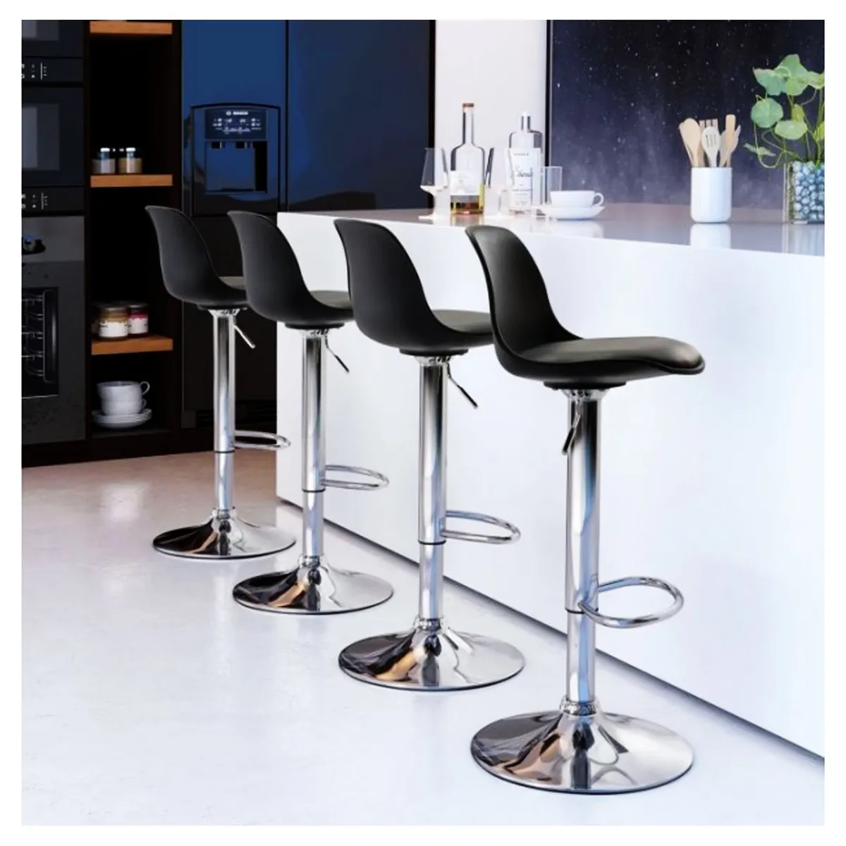 NOVAHUS - Set x 2 Bancos Altos de Bar Orlando Oslo Negro