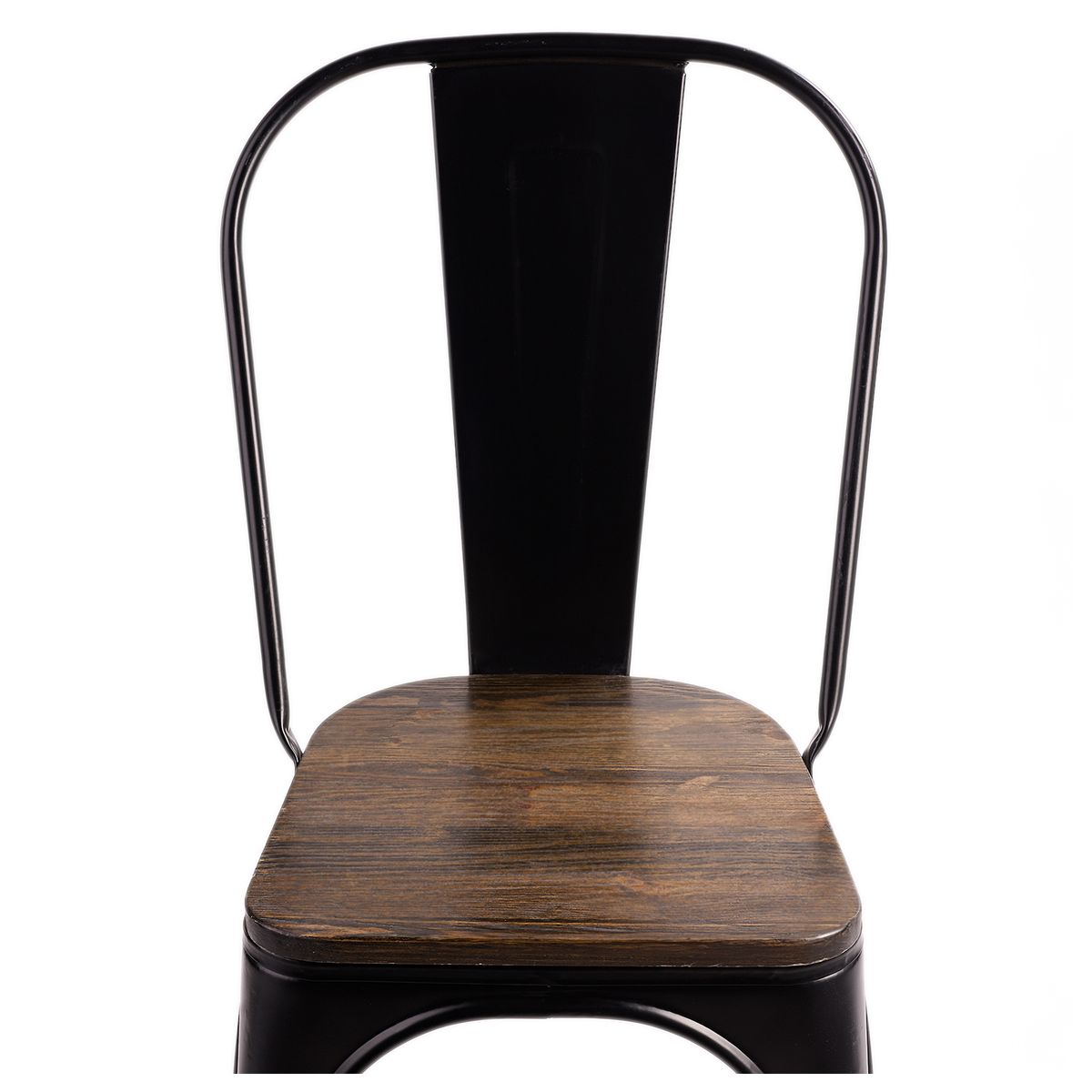 NOVAHUS - Set x 4 Sillas De Comedor Tolix Vintage Asiento Madera Negro