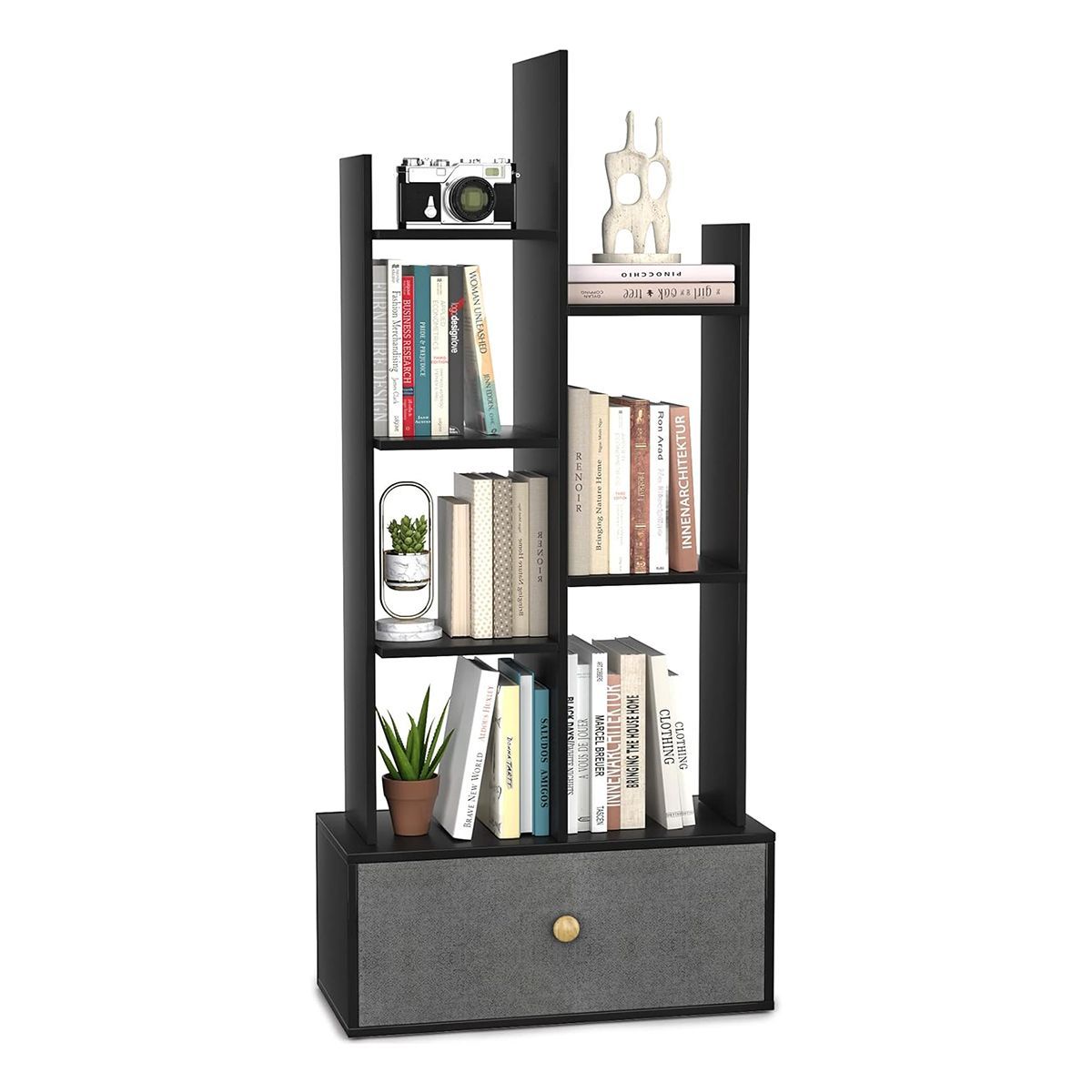 GENERICO - Librero Estante Okinawa Armado 5 Divisiones Negro - Gaudi