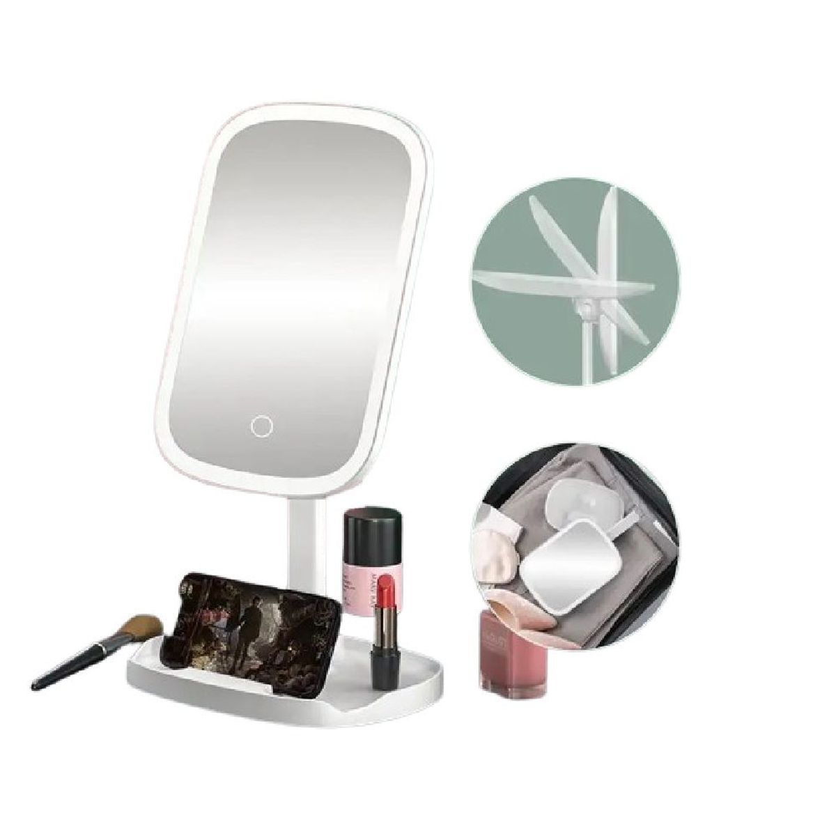 GENERICO - Espejo de Maquillaje con Luz Led de 3 Tonalidades - Multicolor