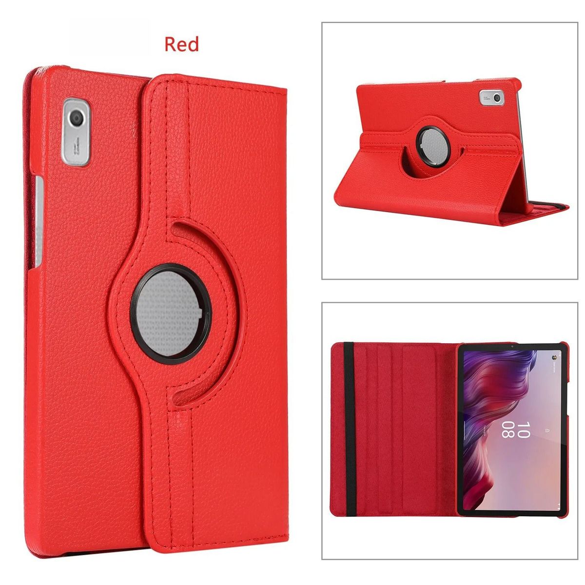 GENERICO - Funda Giratoria para Tablet Lenovo M9 9" 2023 TB-310FU-XU Rojo