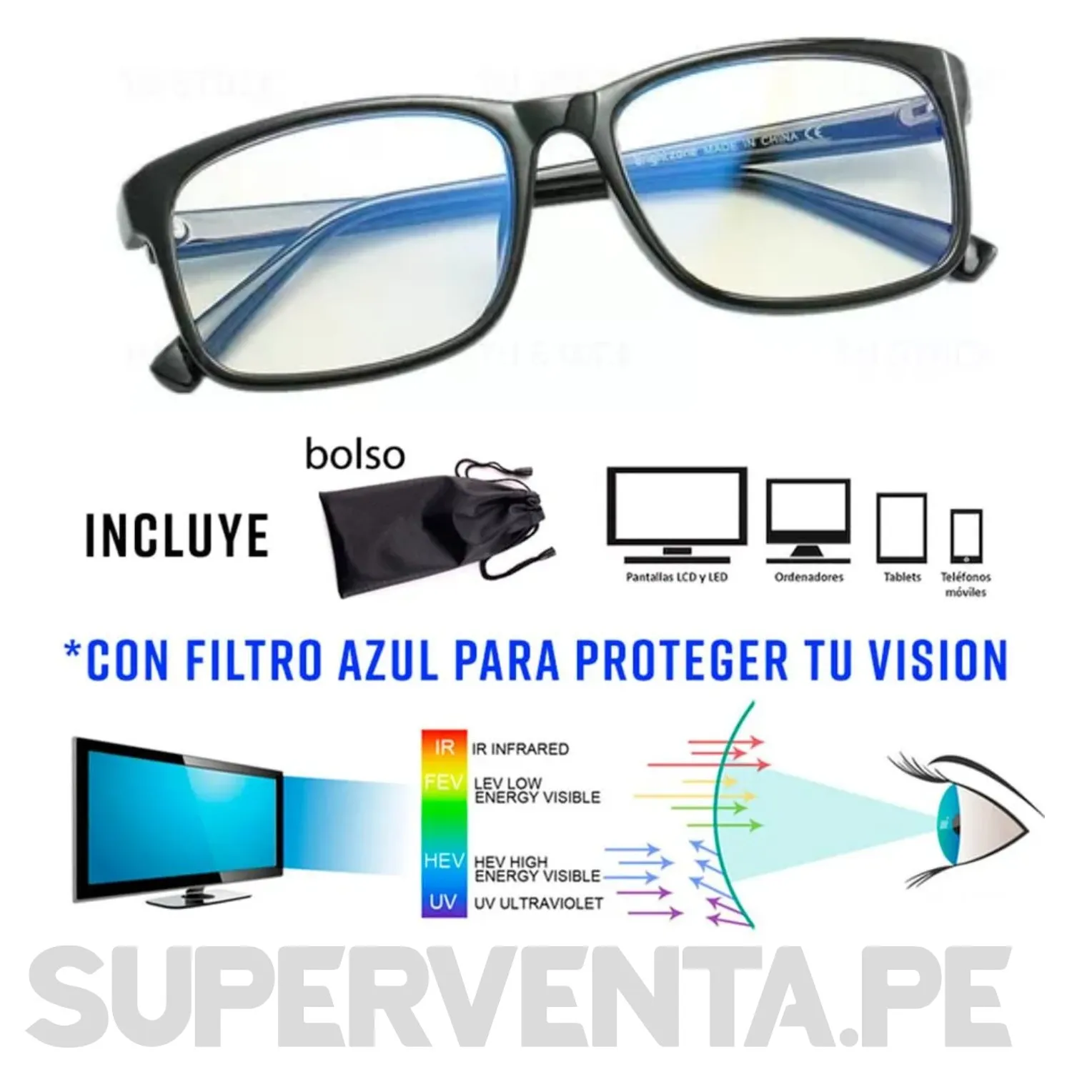 Anti Luz Gafas Para Pantallas De Ordenador Filtro Azul Lentes Para