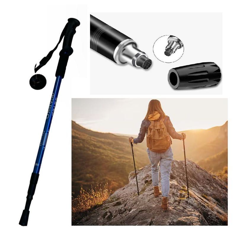 GENERICO - Bastón de Trekking de aluminio recto 62-135 cm con roseta