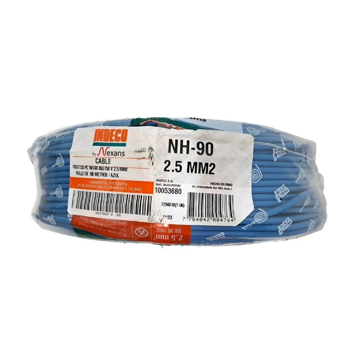 INDECO - Cable  Freetox-pc TH-90 450/750V 2.5mm2 Azul