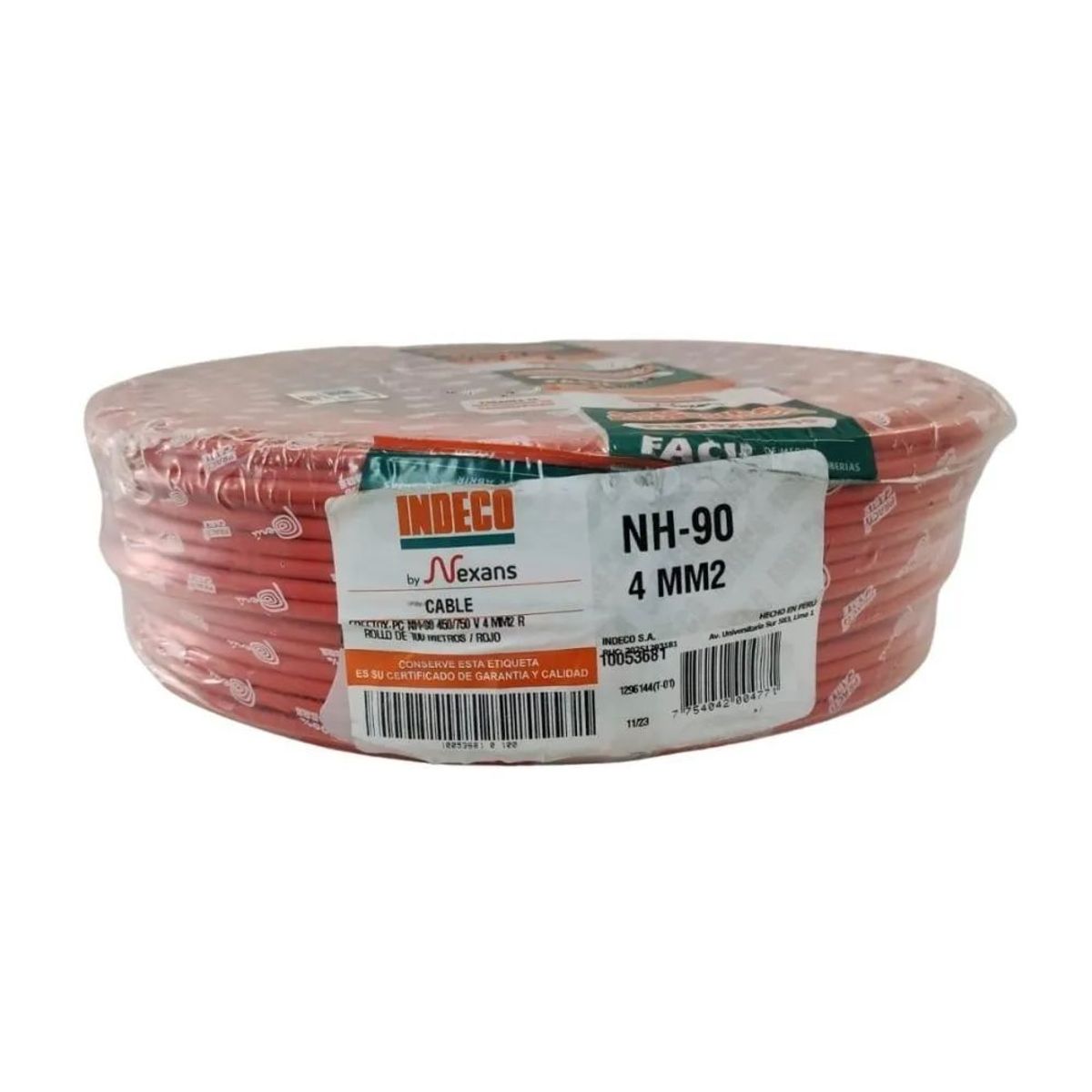 INDECO - Cable  Freetox-pc TH-90 450/750V 4mm2 Rojo