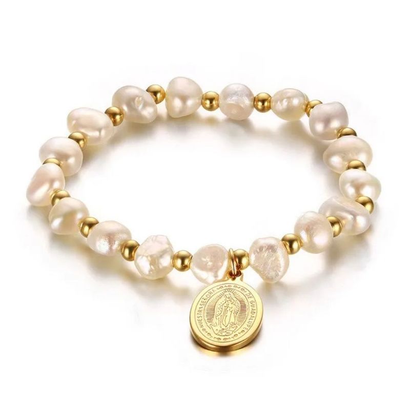 GENERICO - Pulsera Perlas del Rio con Guadalupe