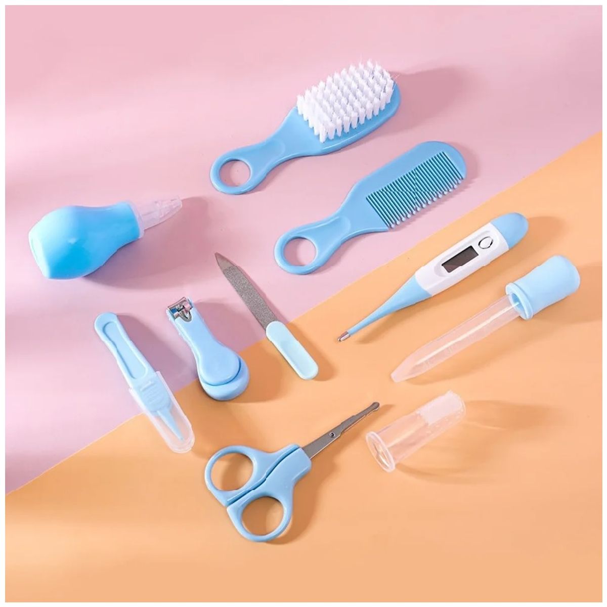 GENERICO - Set Baby Care Higiene para Bebes Cortauñas 10 Piezas Celeste