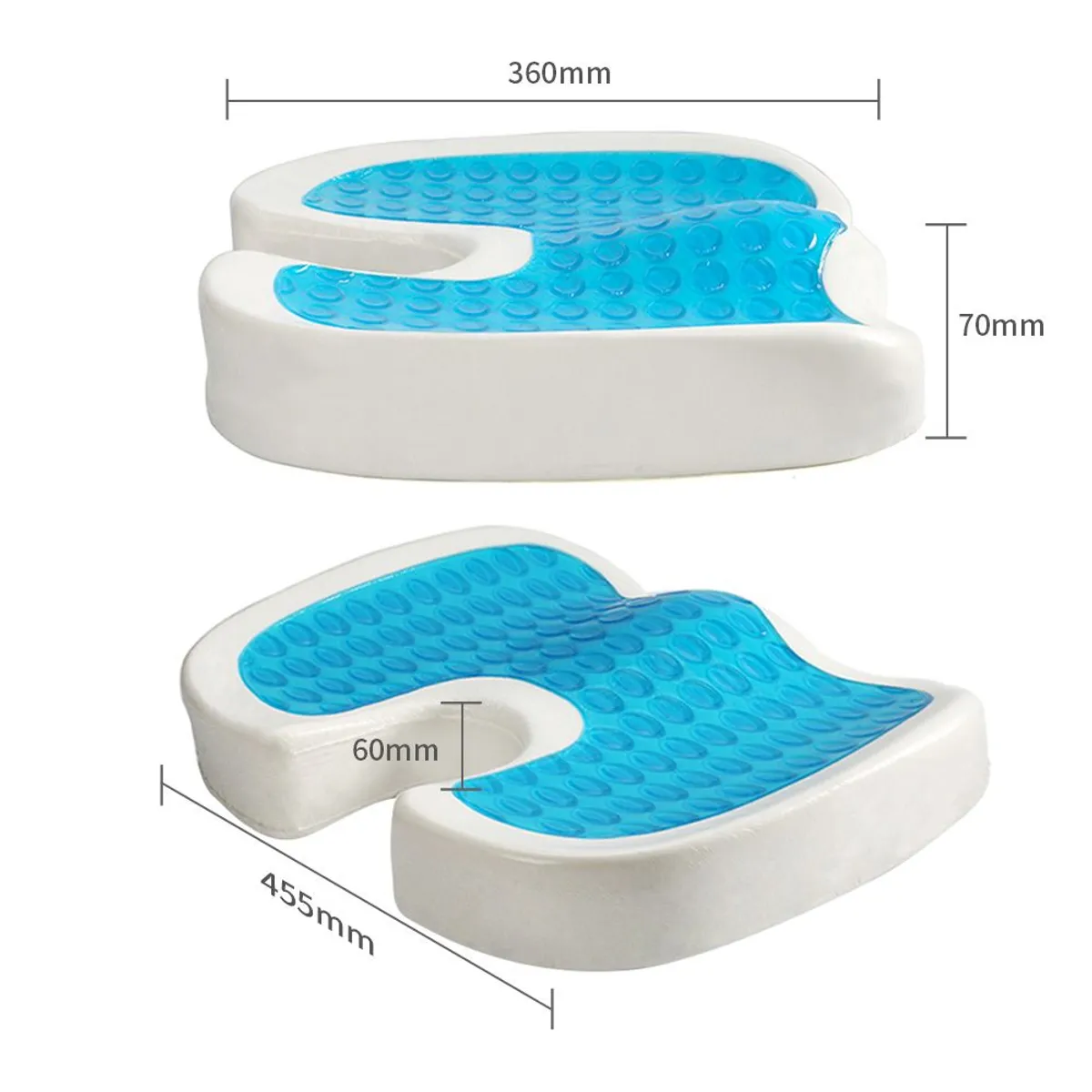JPSYSTEMS - Cojin ortopedico gel espuma viscoelastica para asiento funda Velboa