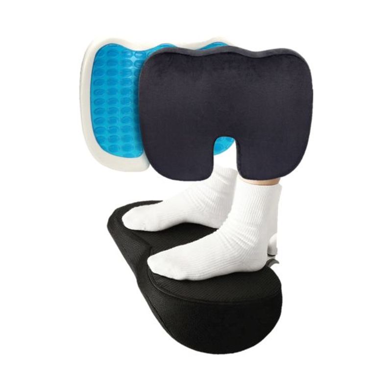 JPSYSTEMS - Pack Cojin Asiento + Reposapies Gel espuma viscoelastica con funda