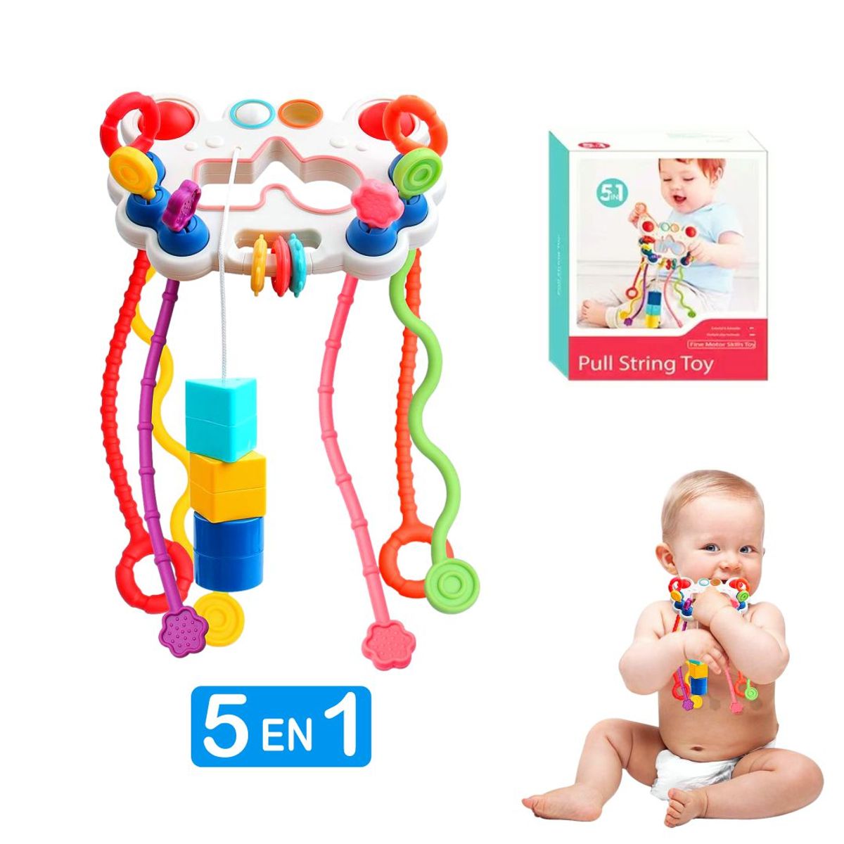 GENERICO - Juguete de Actividades 5 en 1 con Cuerdas - Juega y Explora