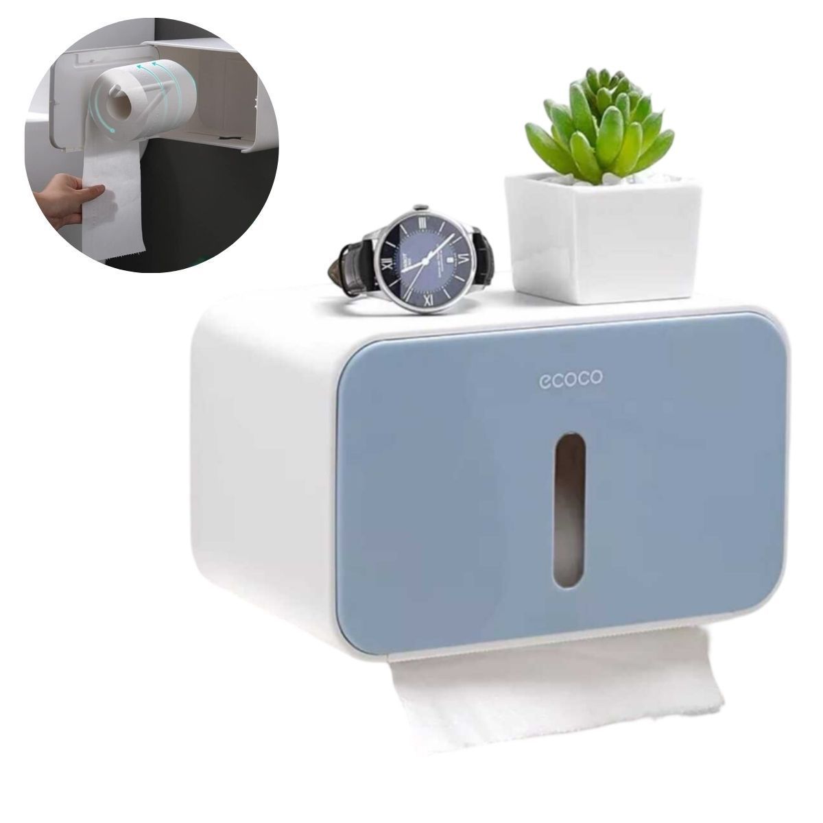 ELMEJORPRECIO - Dispensador De Papel Higiénico Toallita Pañitos Celeste