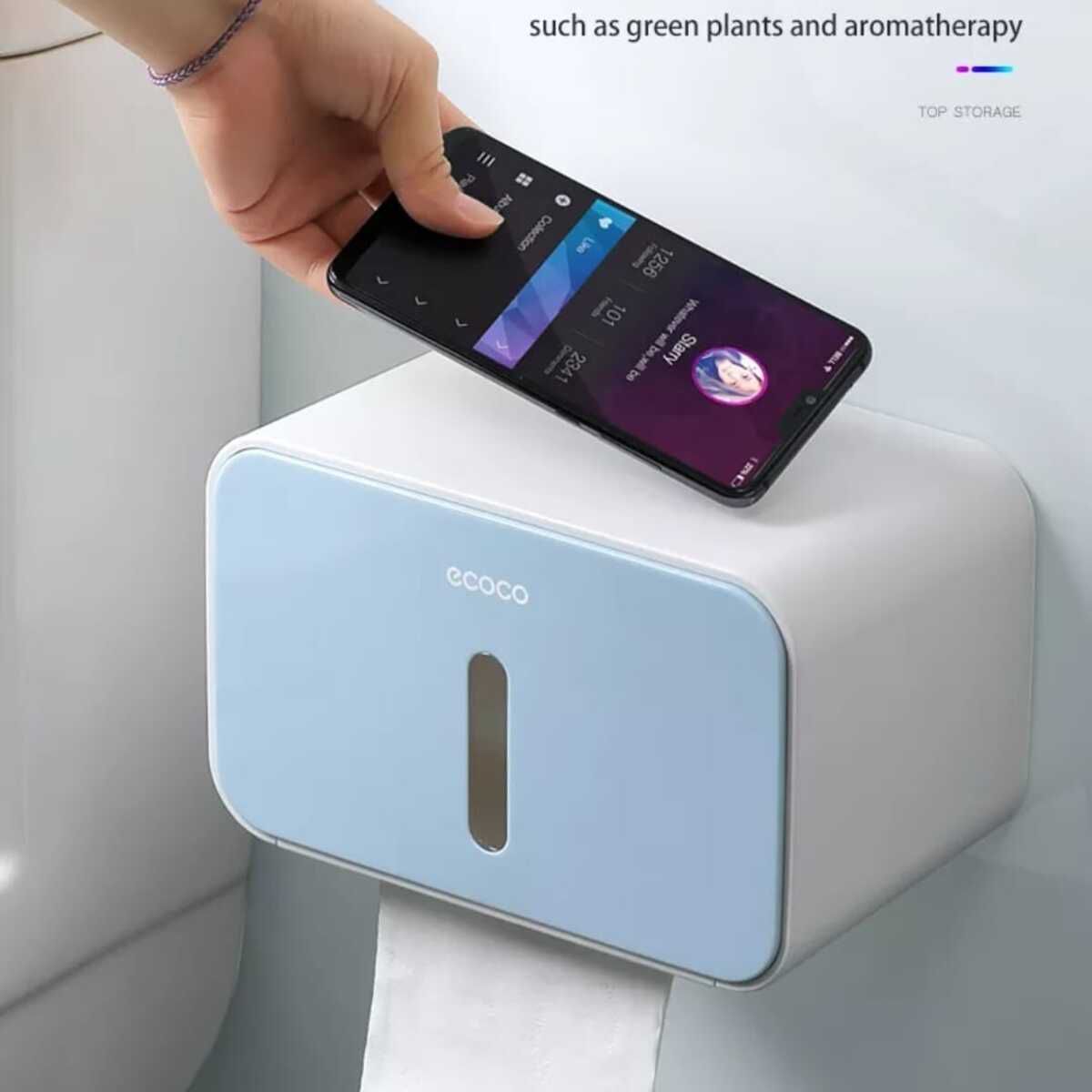 ELMEJORPRECIO - Dispensador De Papel Higiénico Toallita Pañitos Celeste