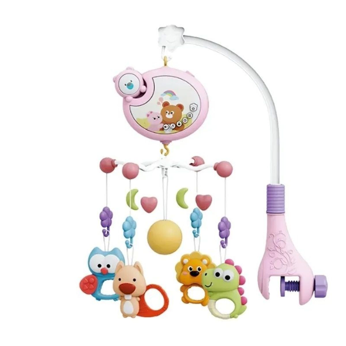 GENERICO - Móvil Giratorio Musical Para Cuna Con Proyector - Rosa