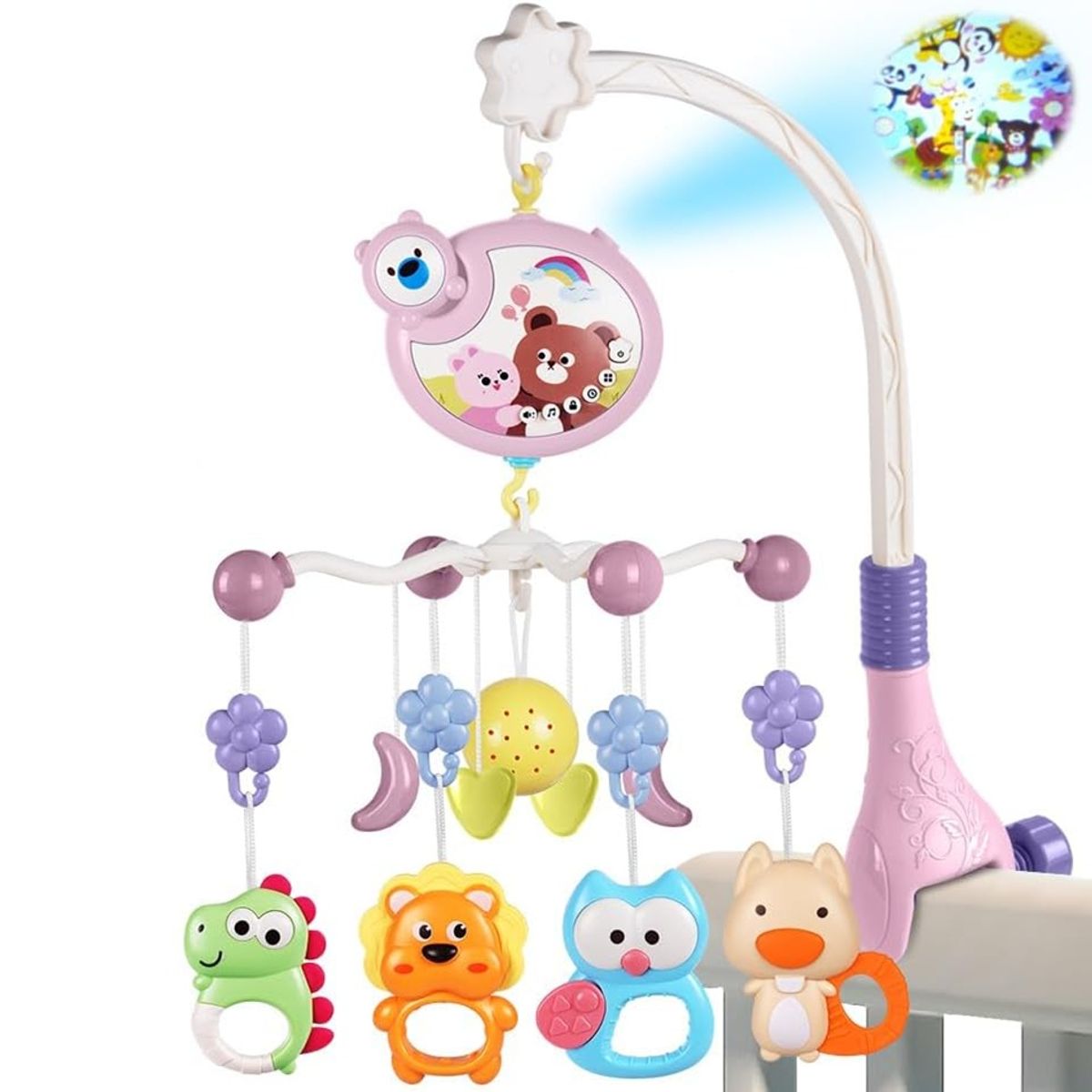 GENERICO - Móvil Giratorio Musical Para Cuna Con Proyector - Rosa