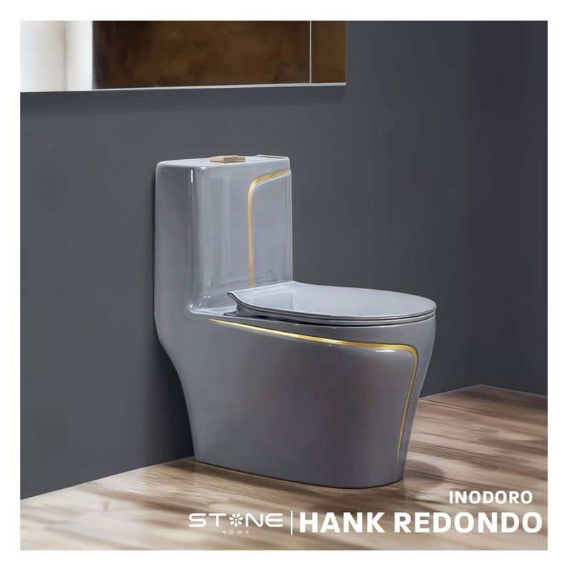 STONE - INODORO MINIMALISTA HANK REDONDO GRIS / DORADO  STONE