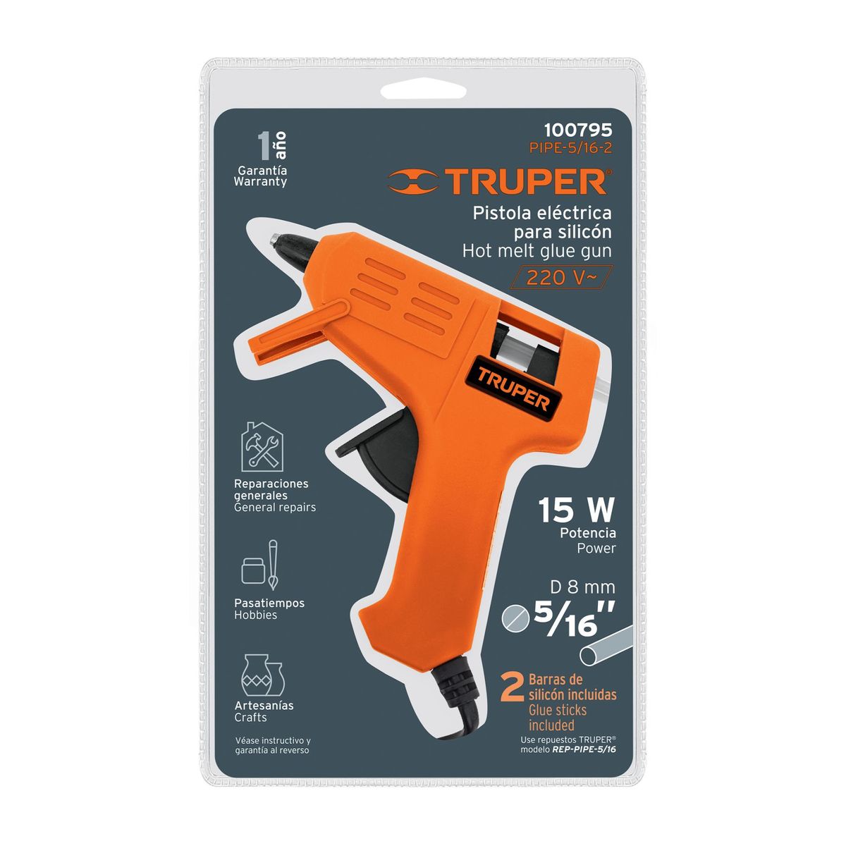 TRUPER - Pistola Eléctrica para Silicona de 5/16", 100795 Truper