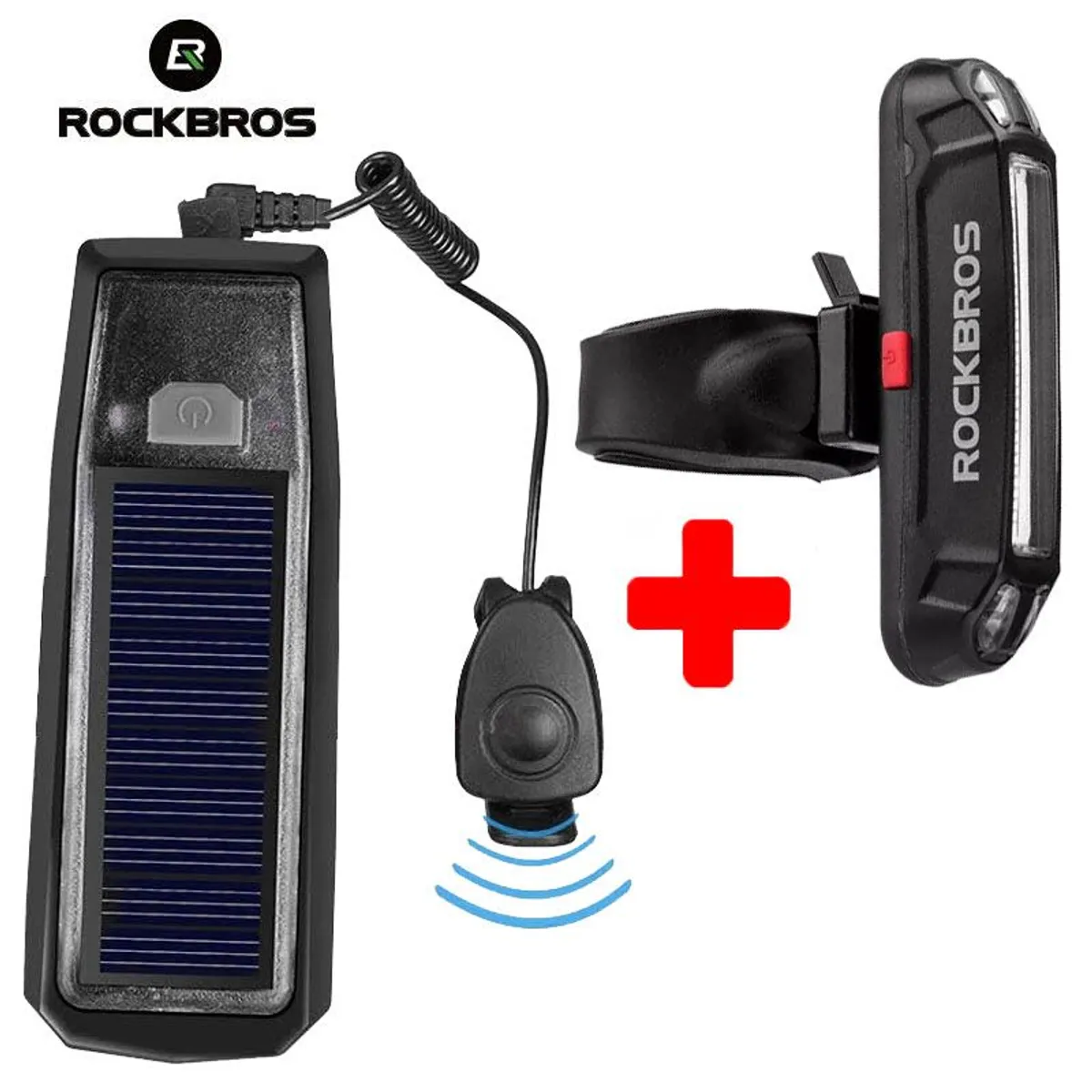 ROCKBROS - Kit de luces para bicicleta delantera con bocina + trasera