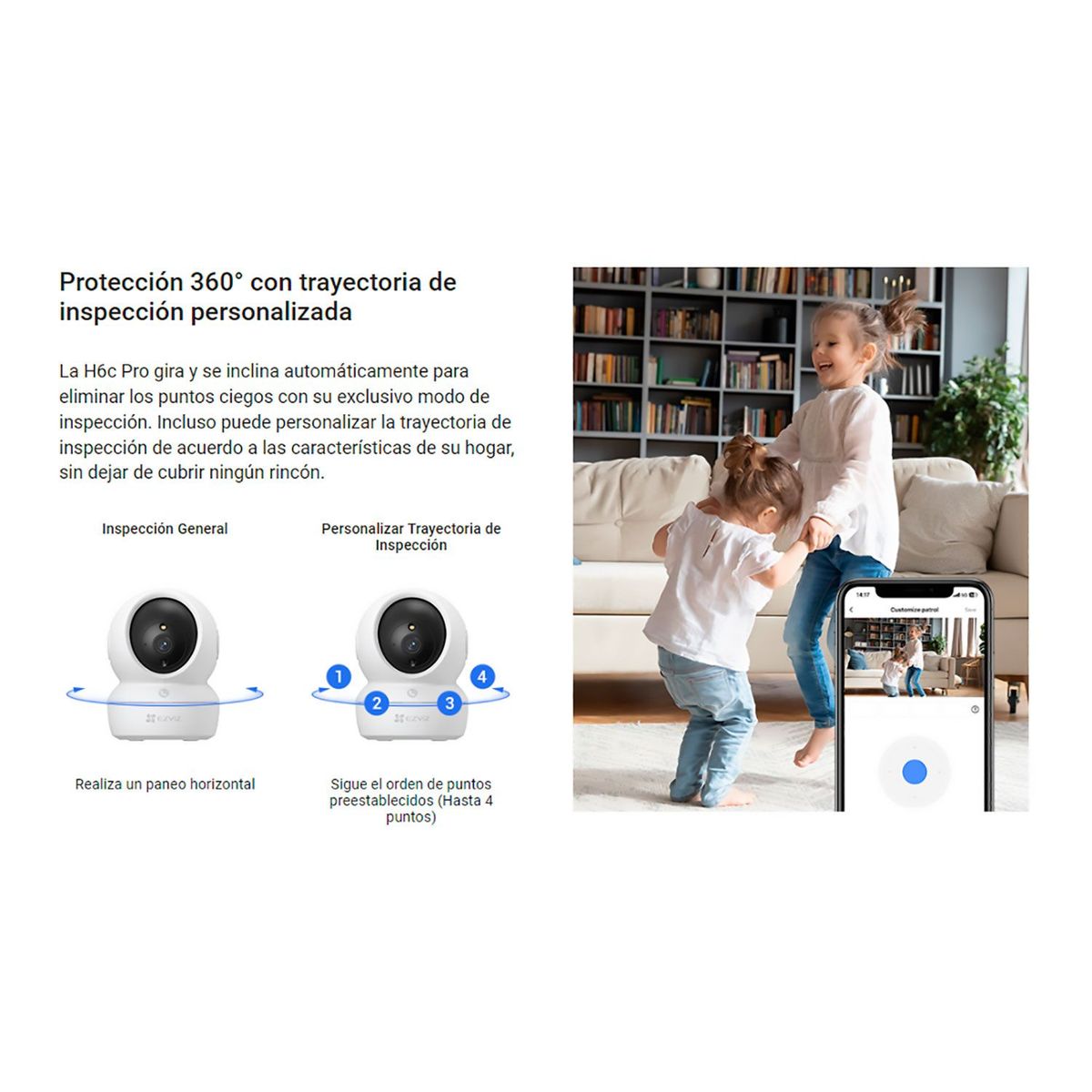 EZVIZ - Cámara Vigilancia Wifi H6C PRO 4MP Ezviz con vista 360° Lente 4mm