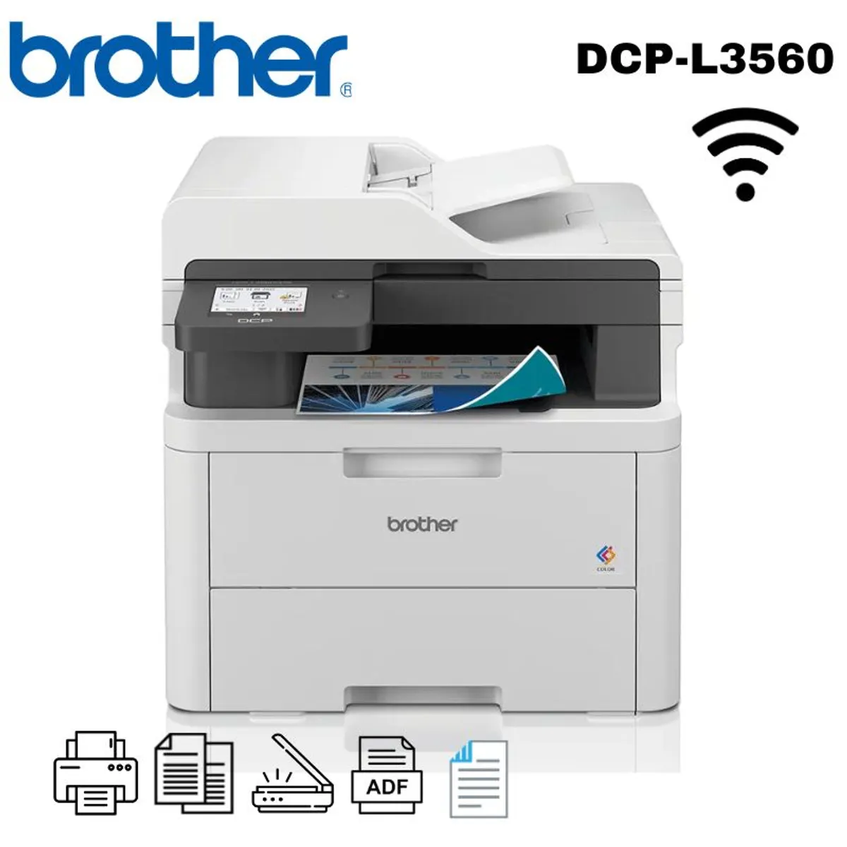 BROTHER - IMPRESORA MULTIFUNCIONAL COLOR BROTHER DCP-L3560CDW WIFI DUPLEX ADF