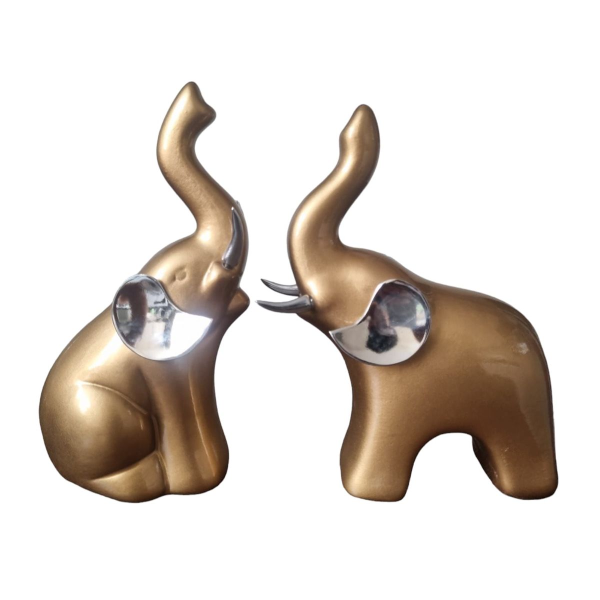 PERU - Adorno Decorativo de pareja de elefante dorado 25 CM