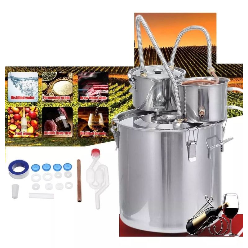 GENERICO - DESTILADOR ALCOHOL ACEITES PISCO VINO CERVEZA ARTESANAL 30L INOX