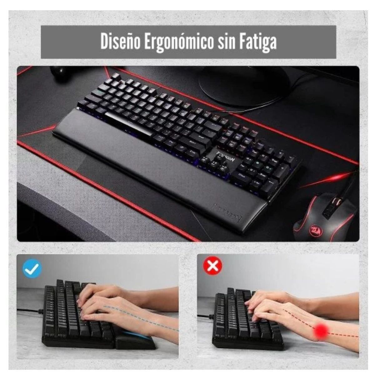 REDRAGON - REPOSA MUÑECA 100% REDRAGON ERGONOMICA  ANTIDESLIZANTE METEOR P037 L