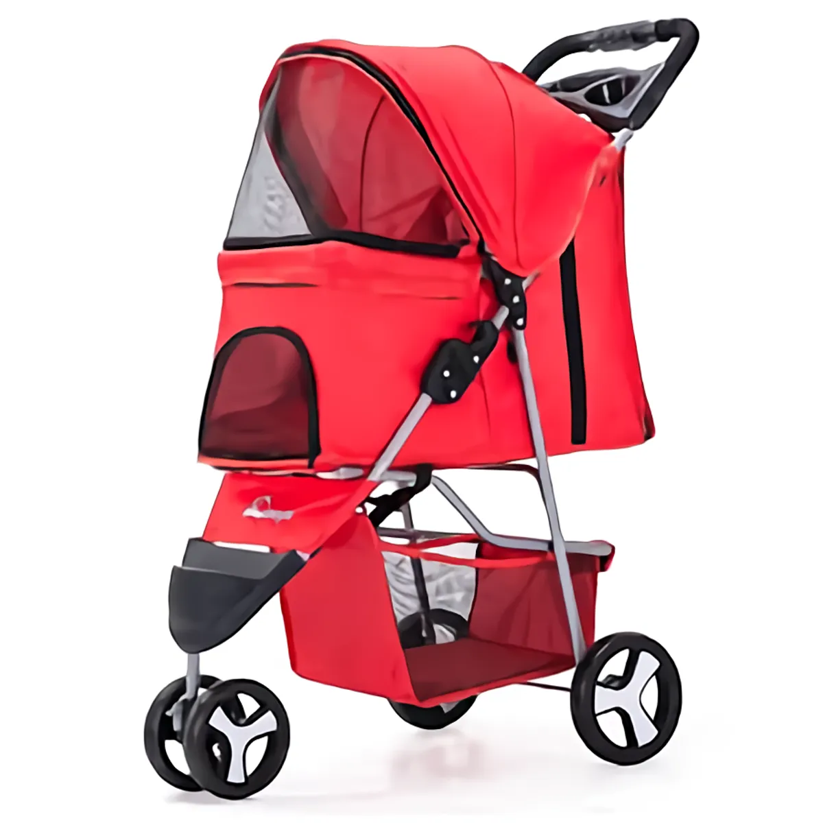 GENERICO - COCHE DE MASCOTA PARA PASEO 4 RUEDAS - ROJO